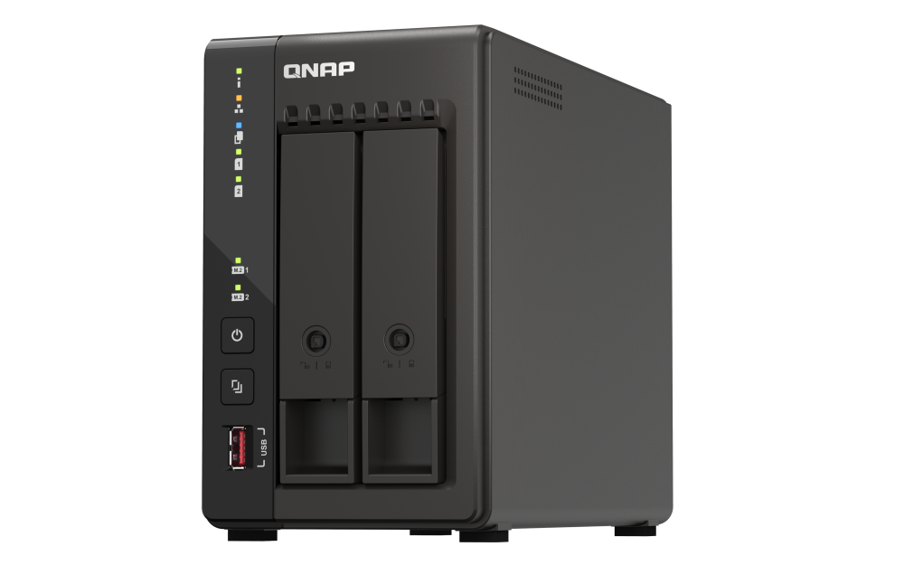 TS-253E-8G-12TB - NAS TS-253E-8G - 2 x Vani totali - 4 GB Capacit memoria Flash - Intel Celeron J6412 Quad core (4 Core) 2 GHz - 8 GB RAM Tower - 2 x RJ-45 - 2.5 Gigabit Ethernet - Installati 2 HD da 6TB
