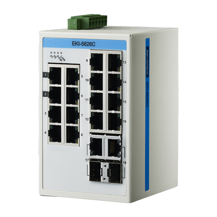 EKI-5626CI-AE - 16 porte FE + 2 porte gigabit Combo Ethernet ProView Industrial Switch with Wide Temperature