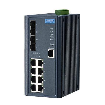 EKI-7712E-4FI-AE - 8FE + 4SFP Managed Ethernet Switch Wide Temp (-40~75 )