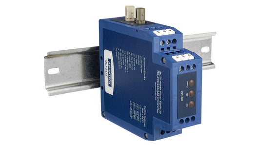 BB-FOSTCDR - Convertitore industriale da RS-232/422/485 a Fibra ottica - Connettori da Terminal Block a ST - Montaggio DIN